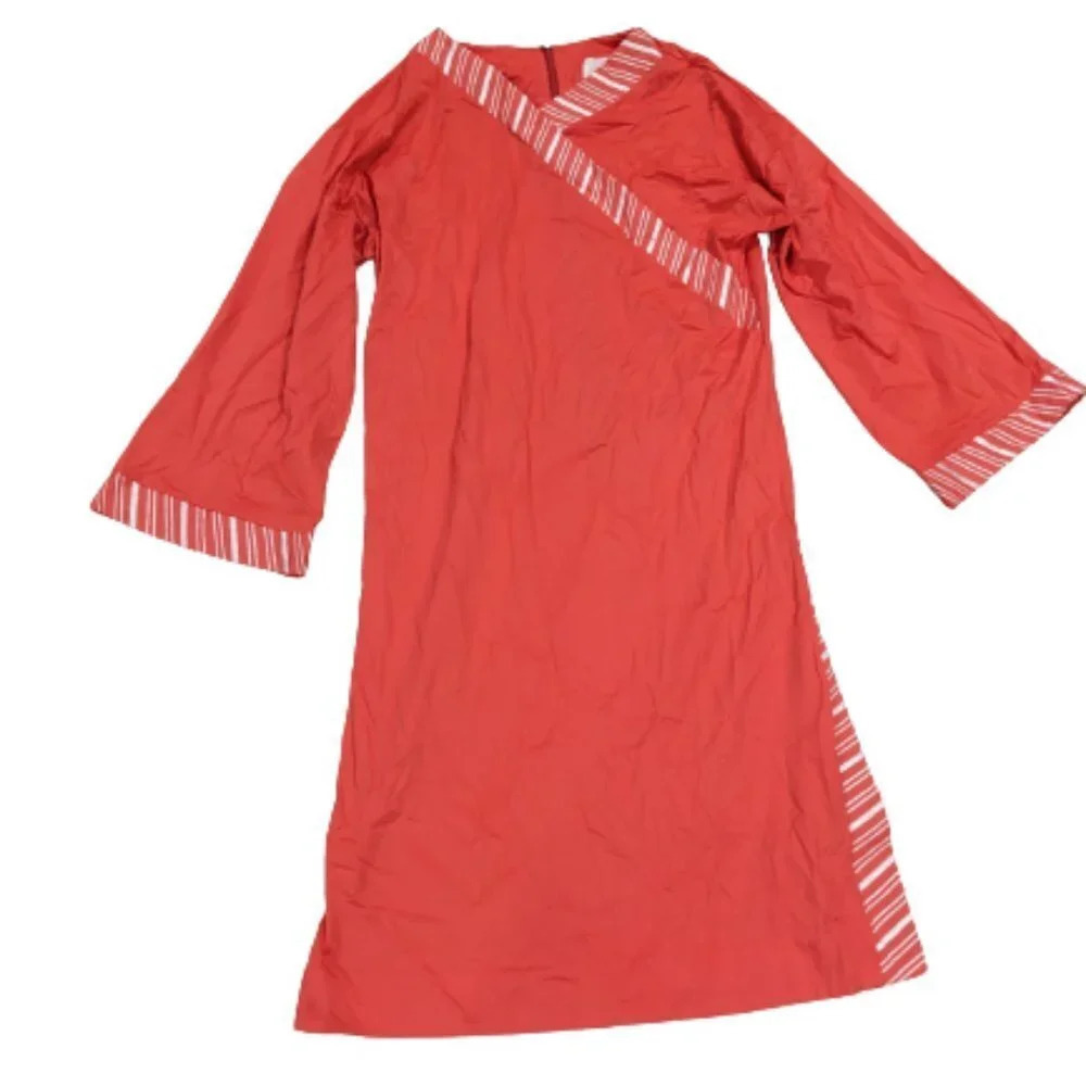 Vintage Vanity Fair Orange 70s style long Sleeve Night  Gown Size‎ Large